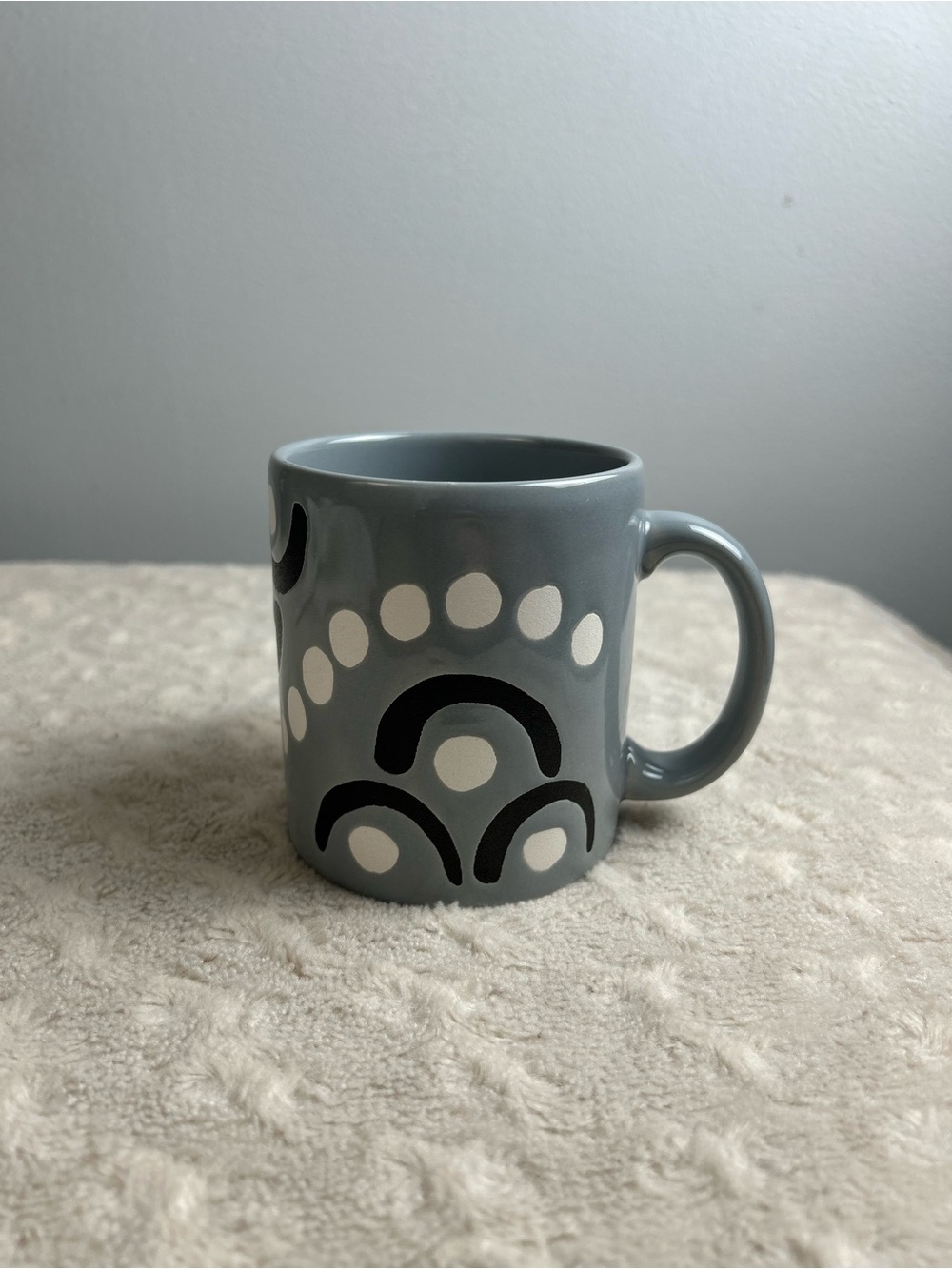 Waechtersbach Germany Coffee Mug Cup Gray White Black Abstract Dots Hills